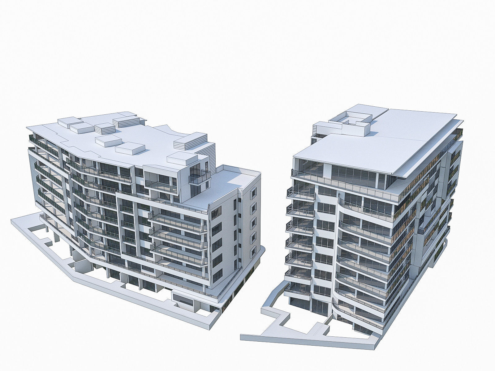 Apartment Buildings 04 Low-poly 3D model_11