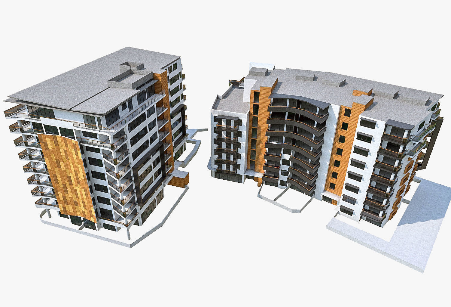 Apartment Buildings 04 Low-poly 3D model_6