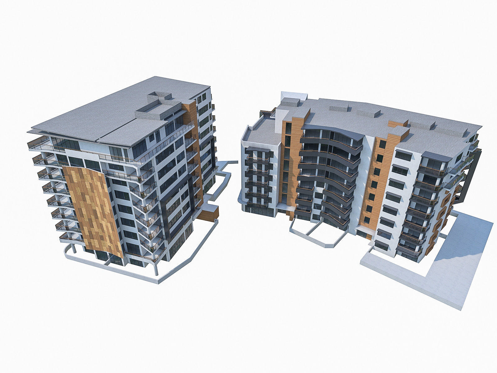 Apartment Buildings 04 Low-poly 3D model_3