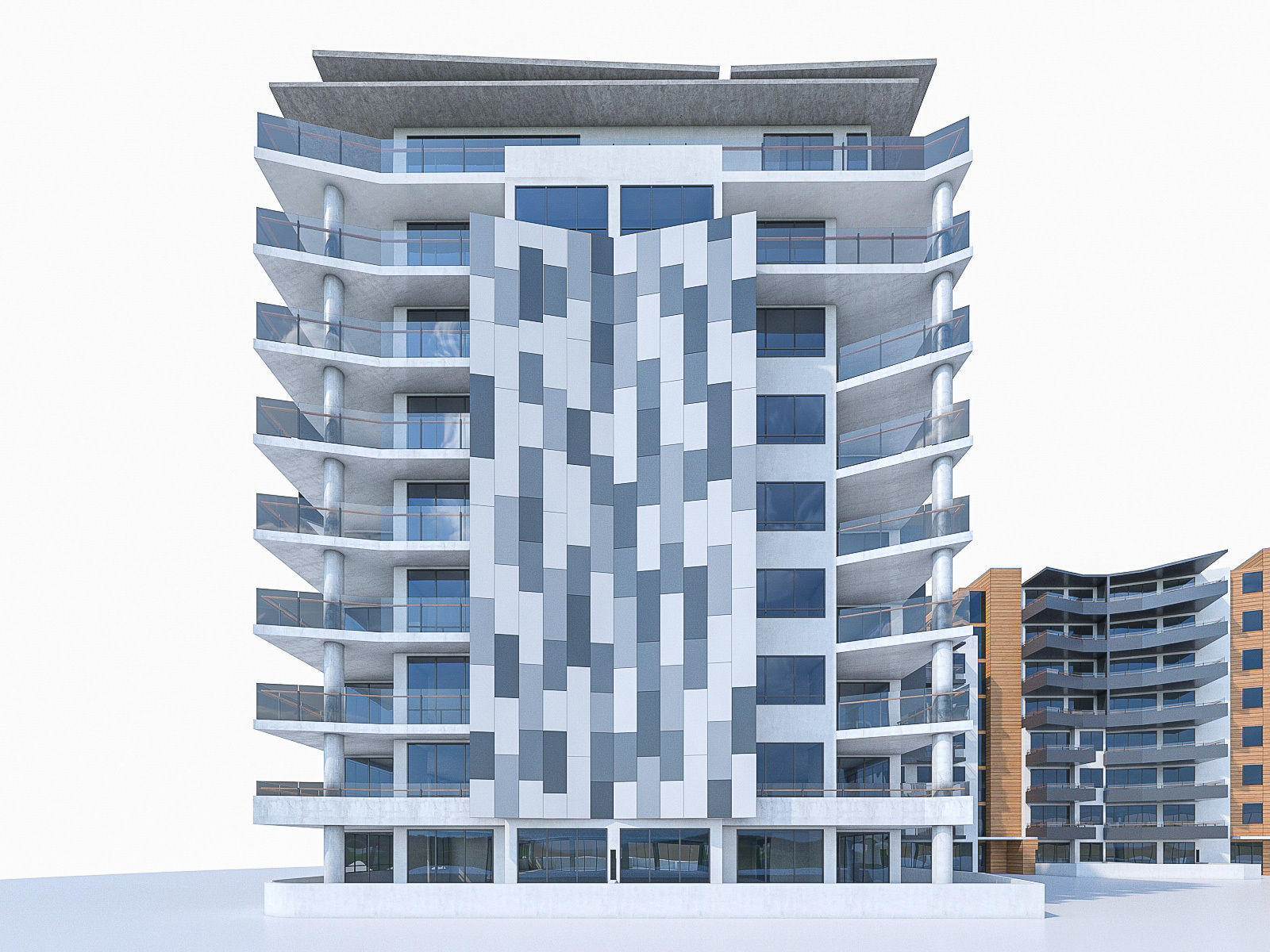 Apartment Buildings 04 Low-poly 3D model_5