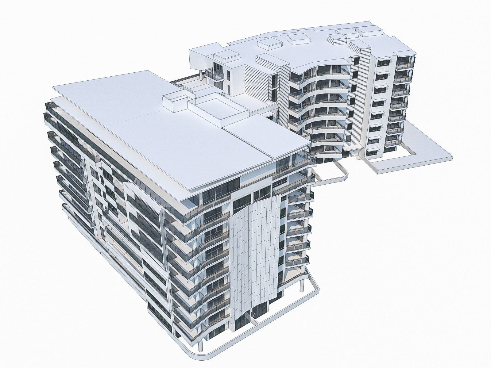 Apartment Buildings 04 Low-poly 3D model_9