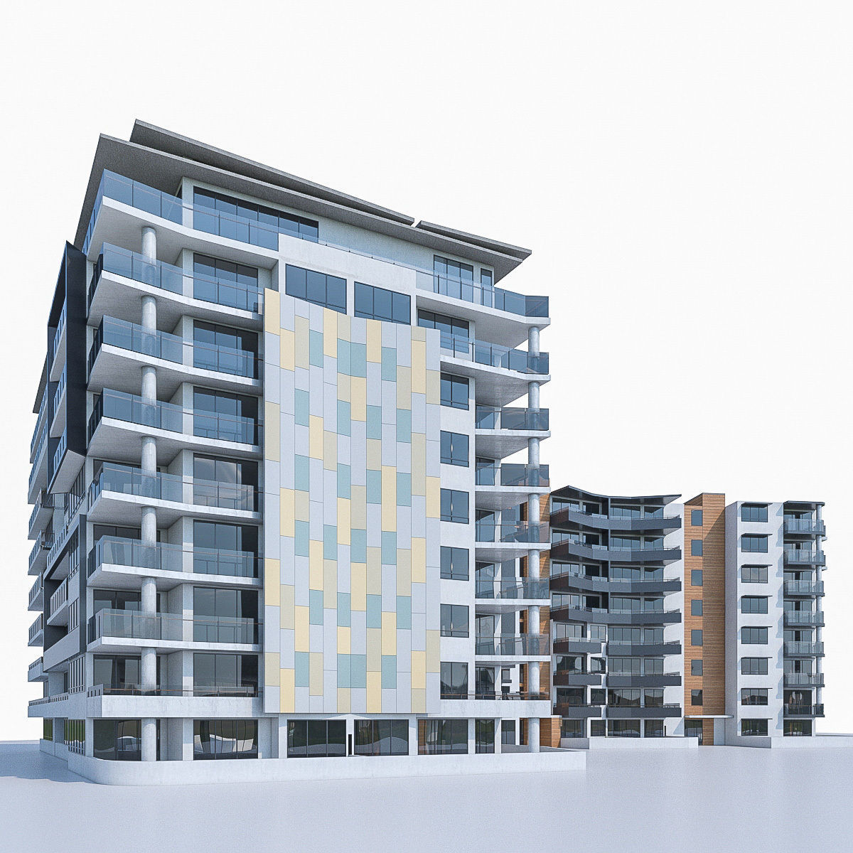 Apartment Buildings 04 Low-poly 3D model_4