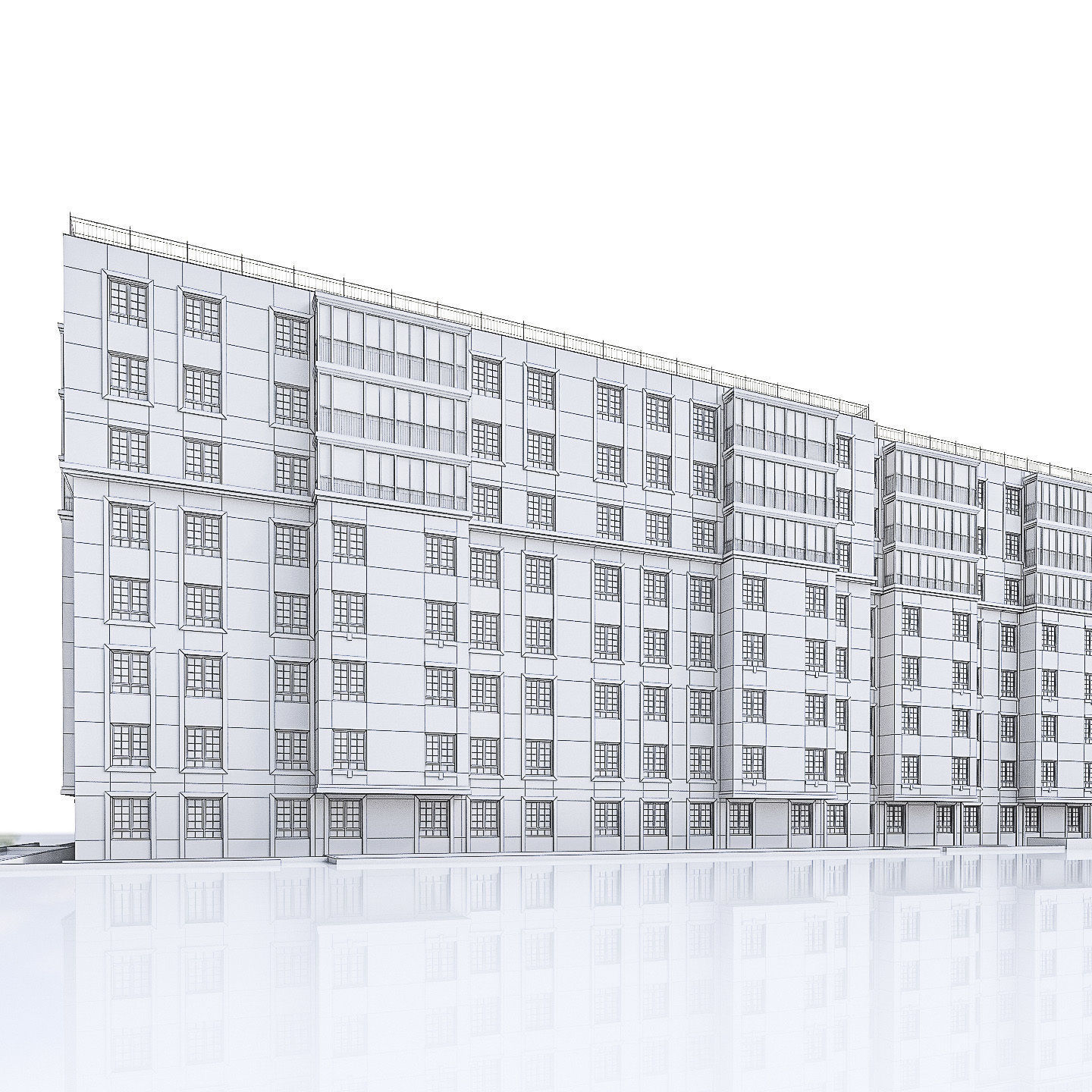 Apartment Buildings 03  Low-poly 3D model_19