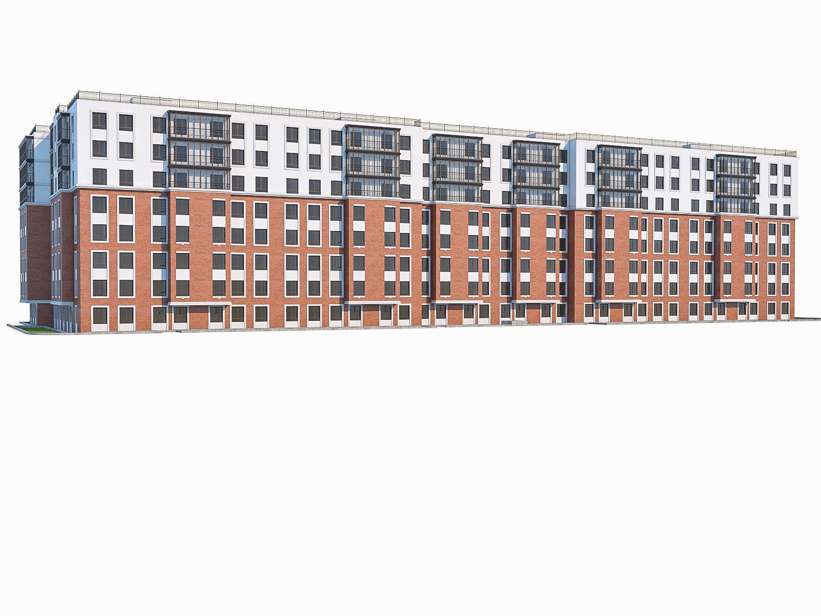 Apartment Buildings 03  Low-poly 3D model_9