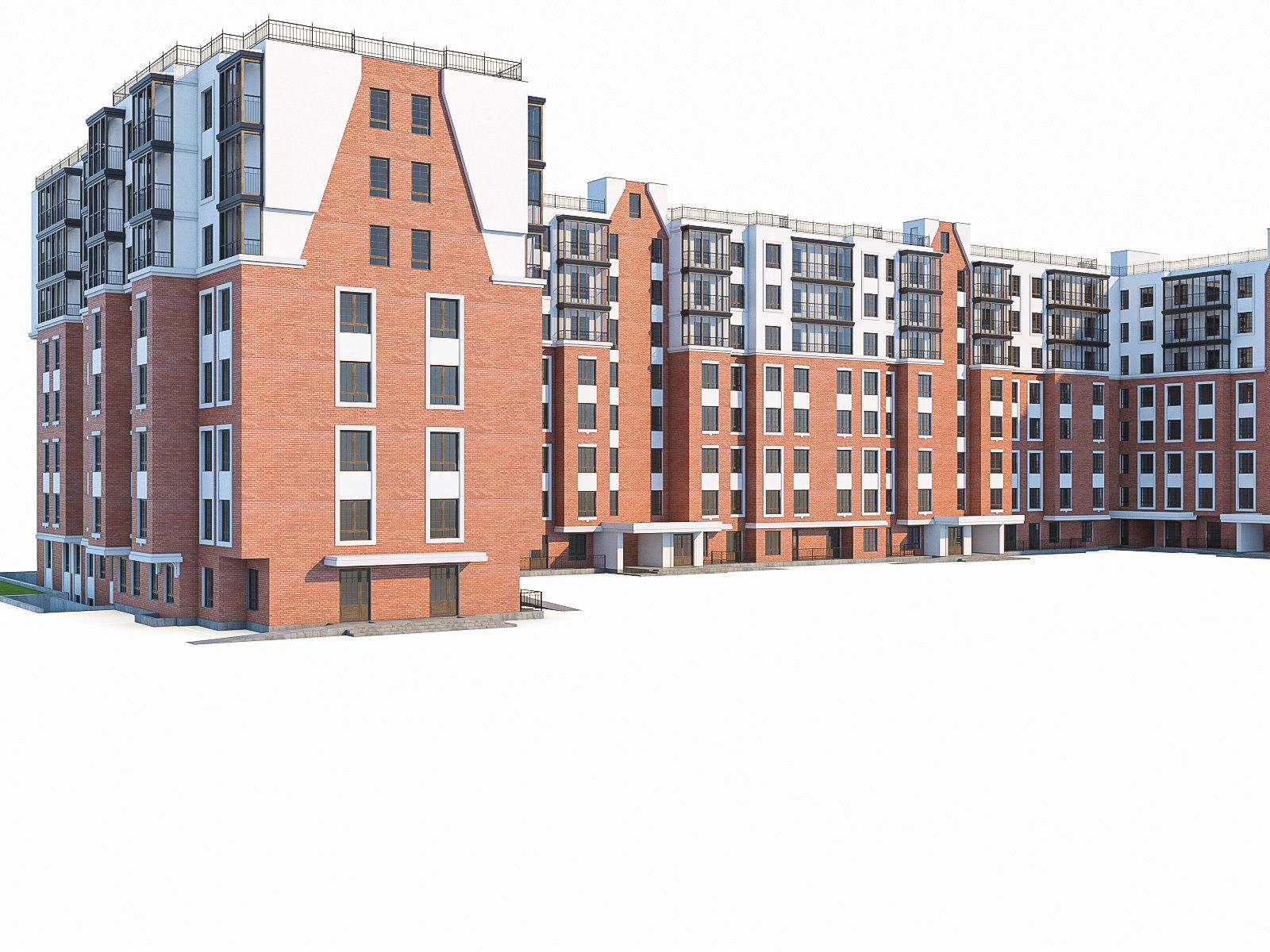 Apartment Buildings 03  Low-poly 3D model_3