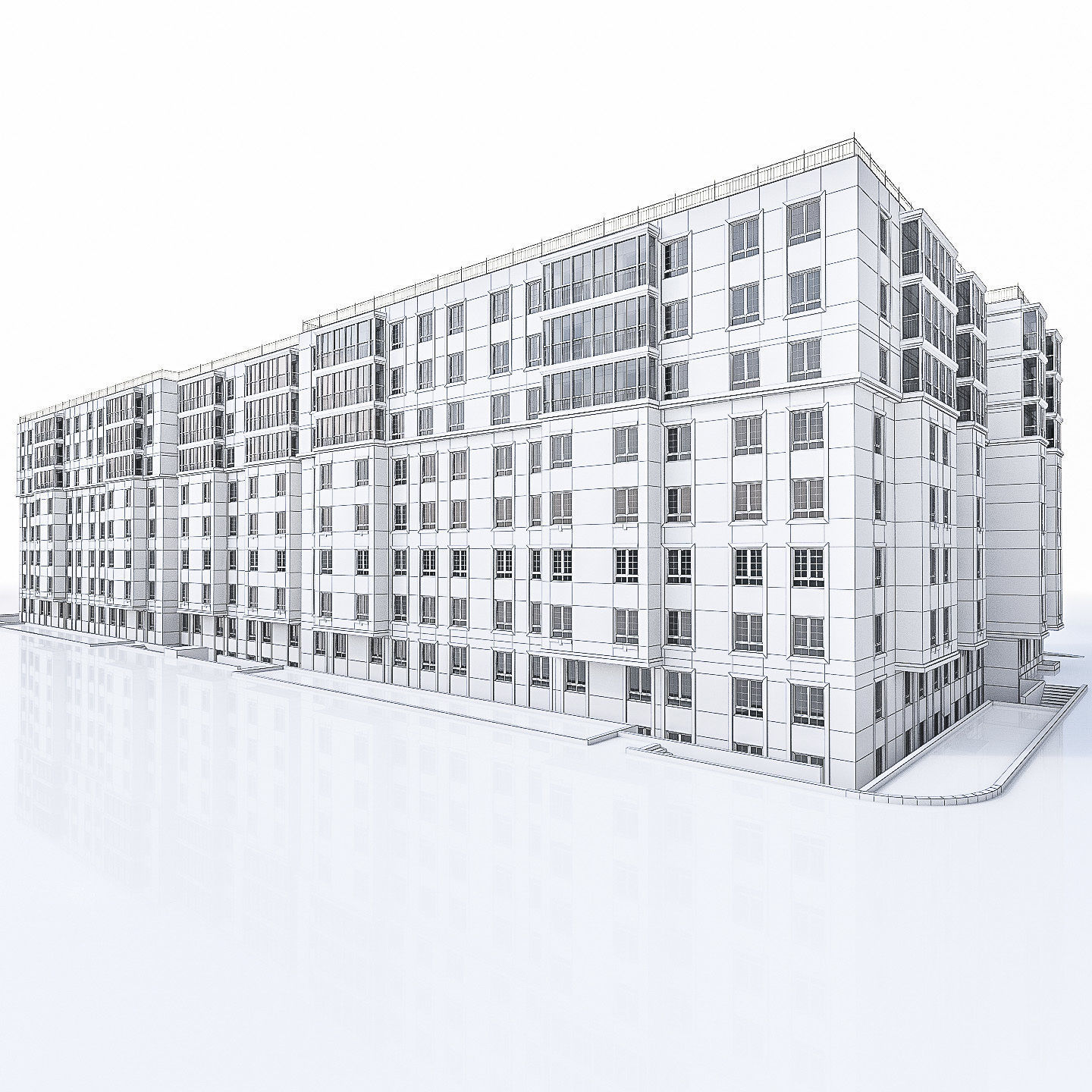 Apartment Buildings 03  Low-poly 3D model_20