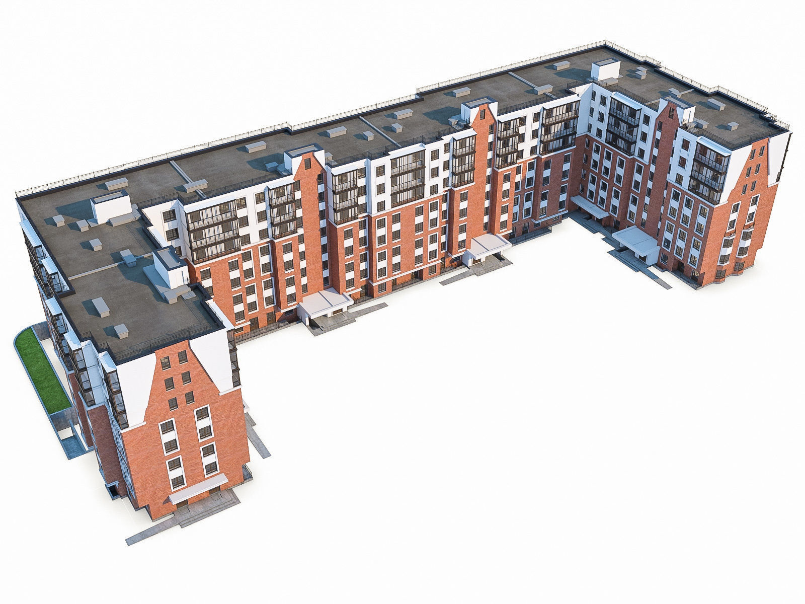Apartment Buildings 03  Low-poly 3D model_1