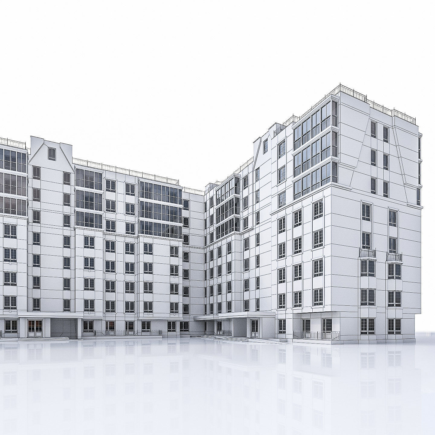 Apartment Buildings 03  Low-poly 3D model_22