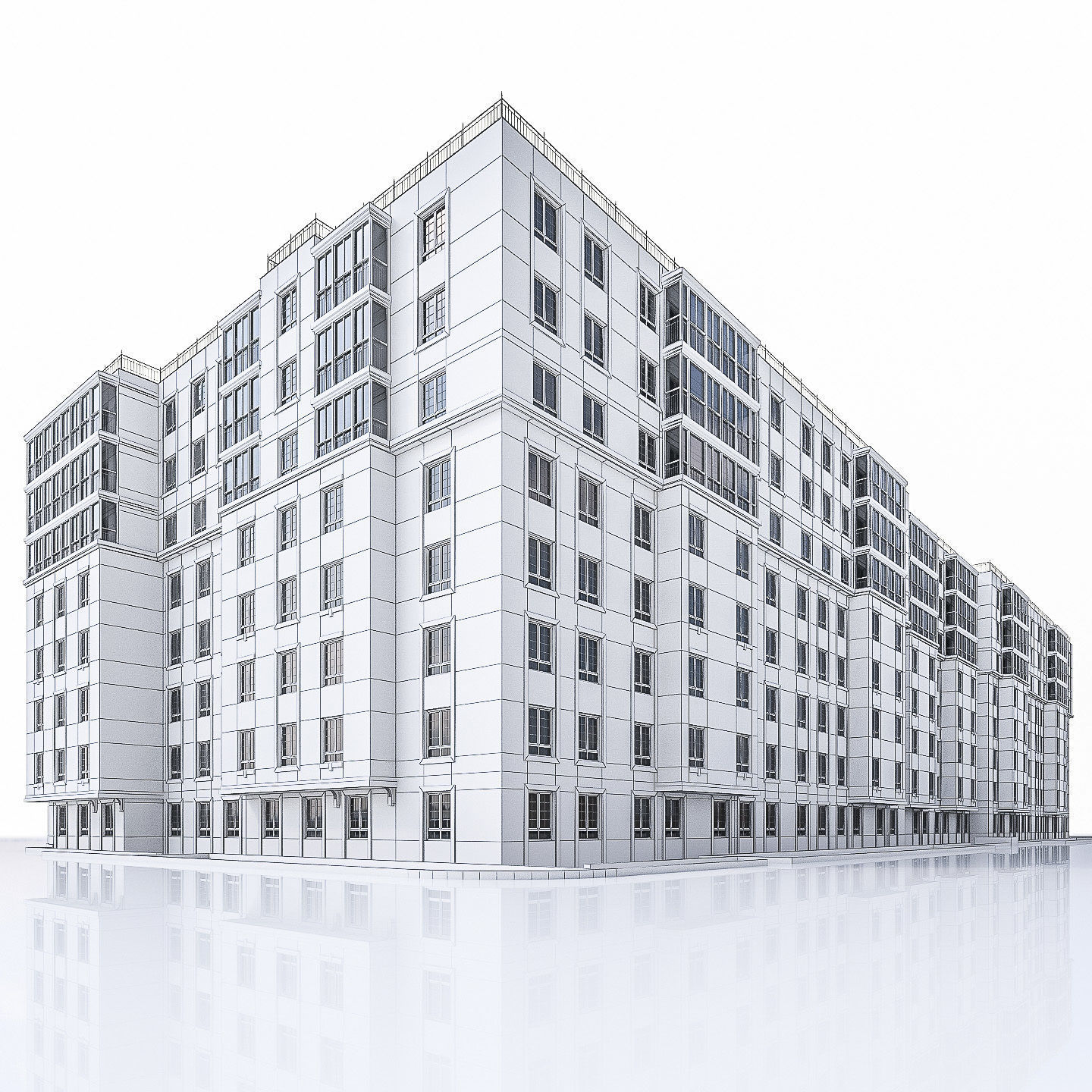 Apartment Buildings 03  Low-poly 3D model_21