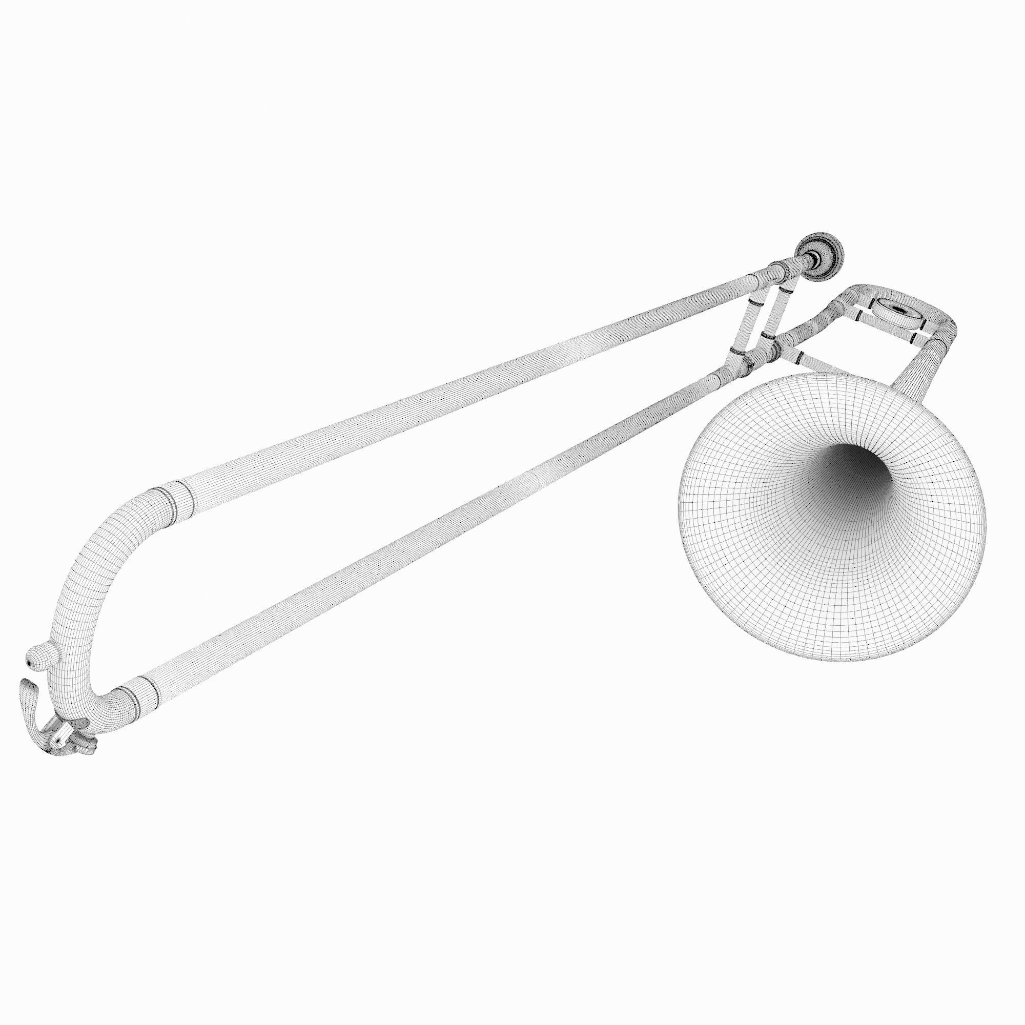 Trumpet02 golden trombone 3D model_8