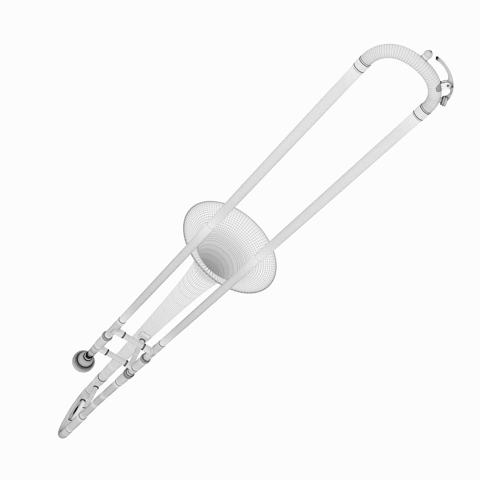 Trumpet02 golden trombone 3D model_6