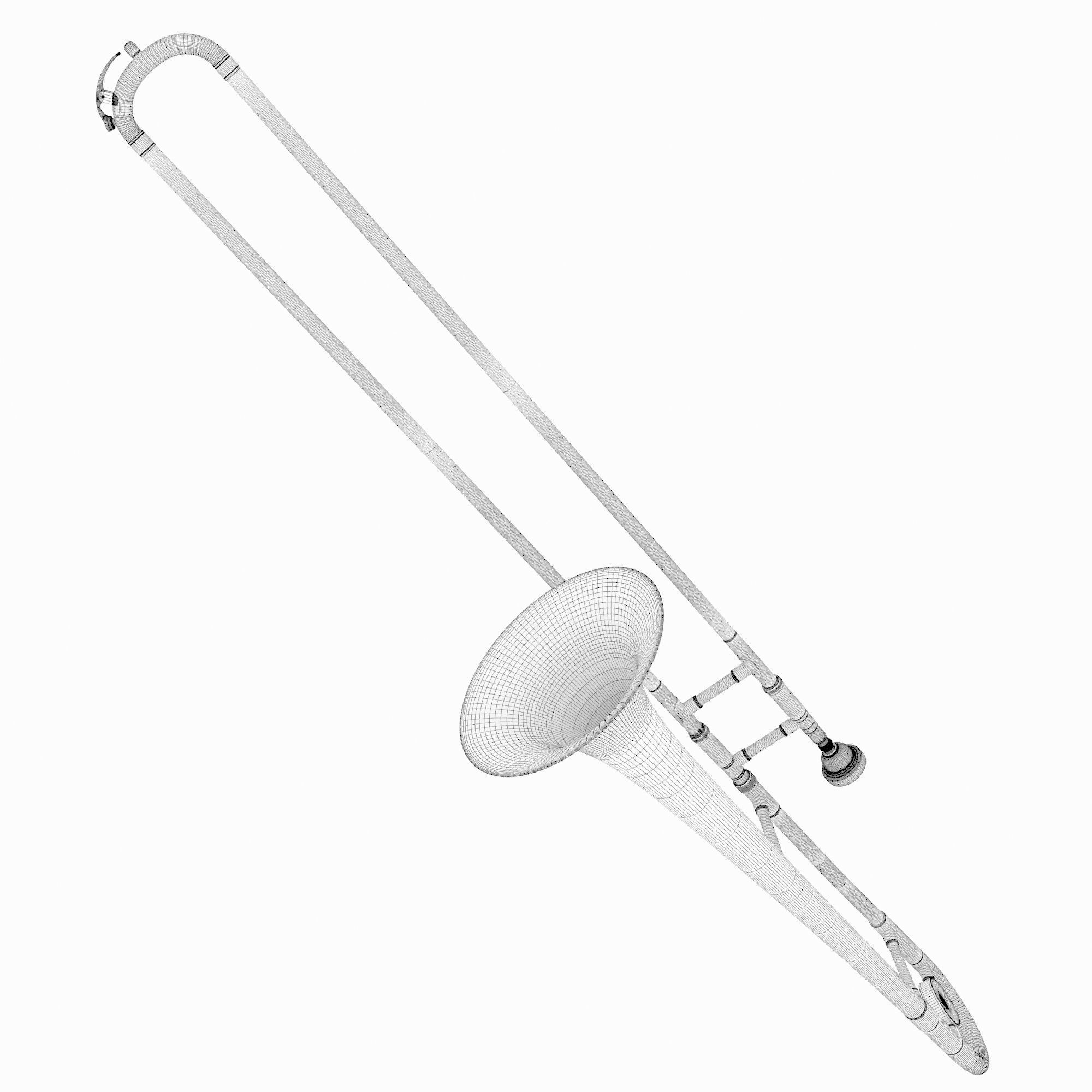 Trumpet02 golden trombone 3D model_7