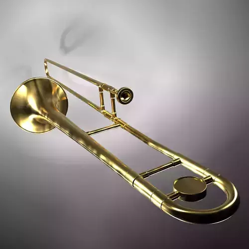 Trumpet02 golden trombone 3D model