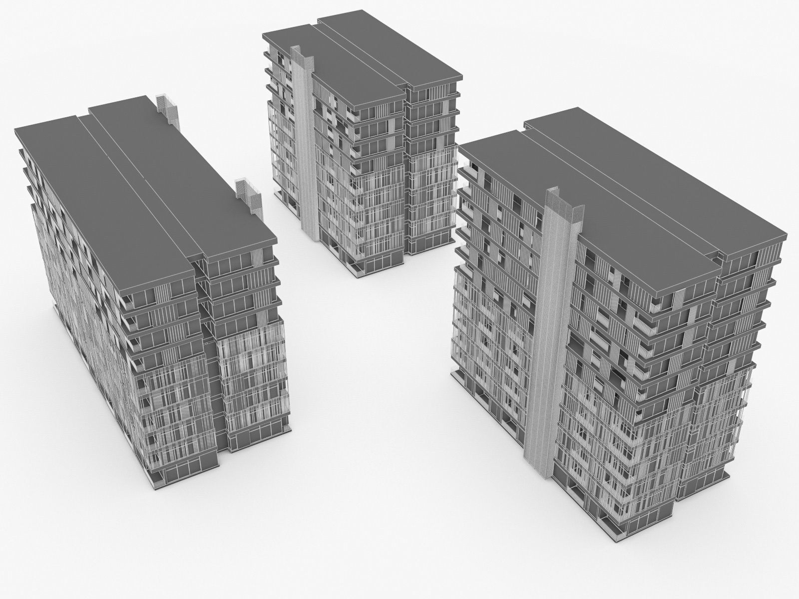 Apartment Buildings 01 - tmp Low-poly 3D model_10