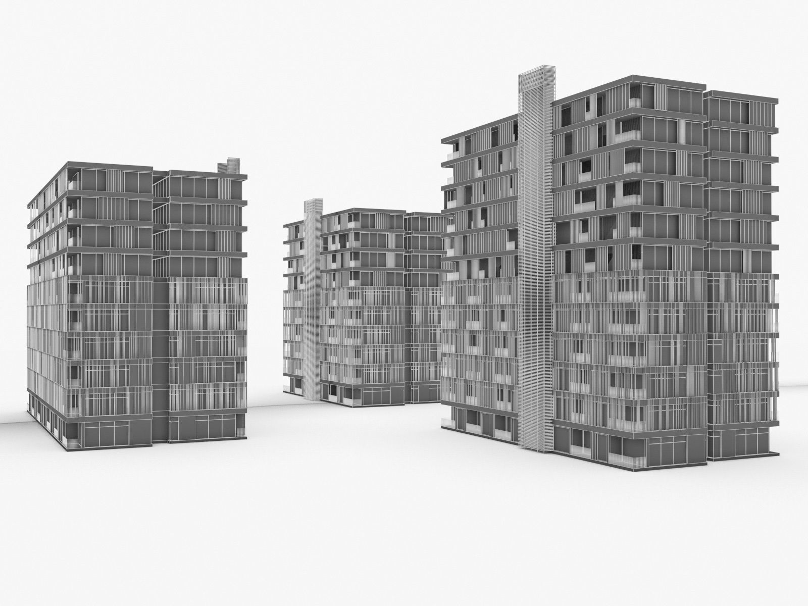 Apartment Buildings 01 - tmp Low-poly 3D model_7