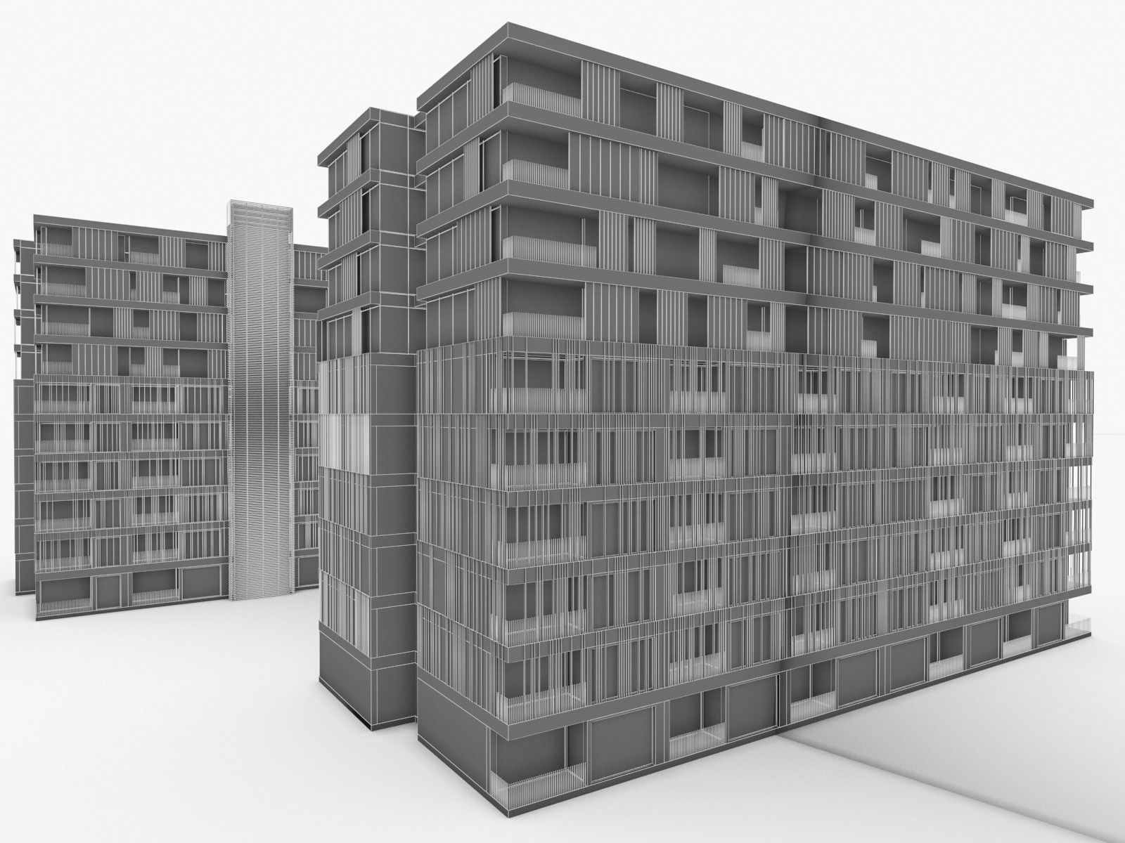 Apartment Buildings 01 - tmp Low-poly 3D model_8