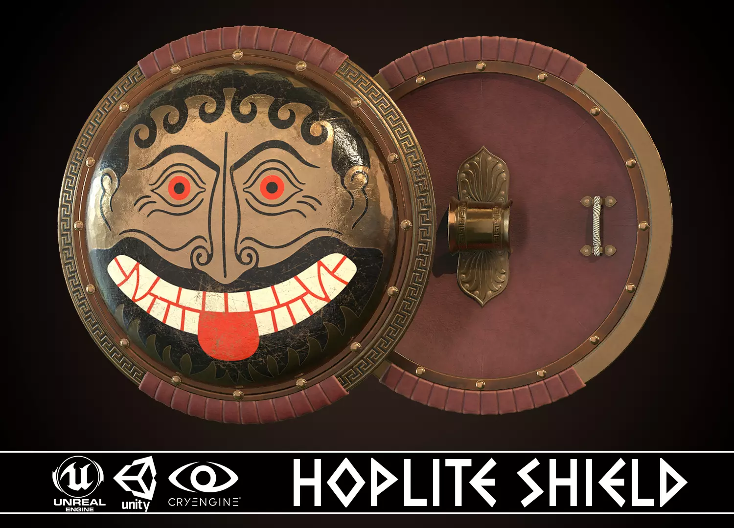 Hoplite Shield Face Low-poly 3D model_0