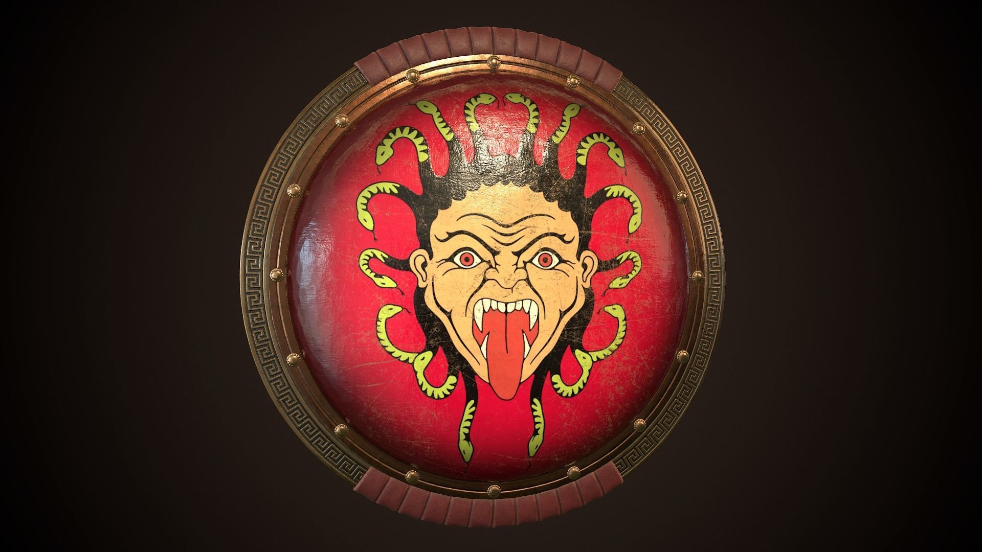 Hoplite Shield Gorgon Low-poly 3D model_24