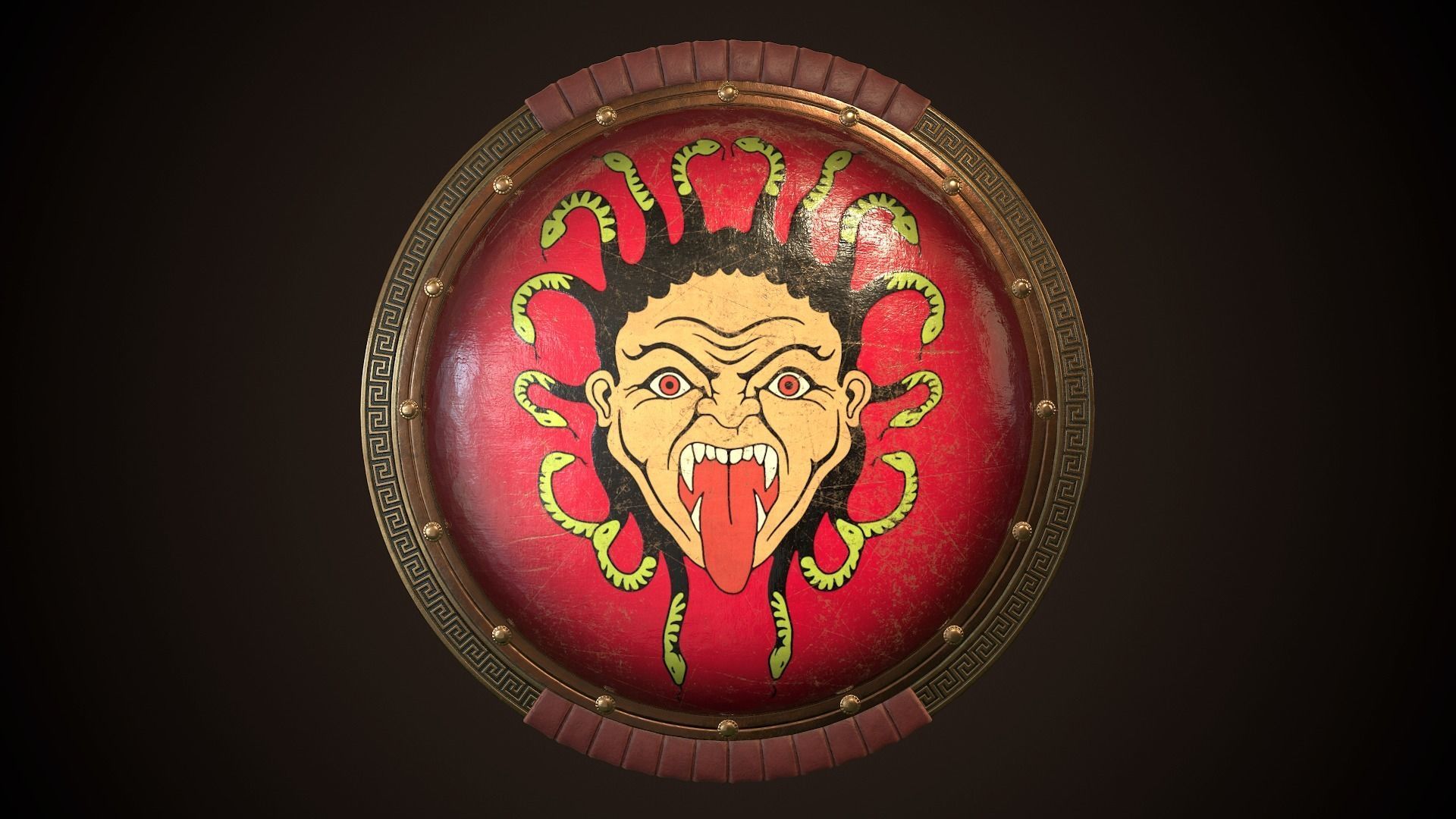 Hoplite Shield Gorgon Low-poly 3D model_1