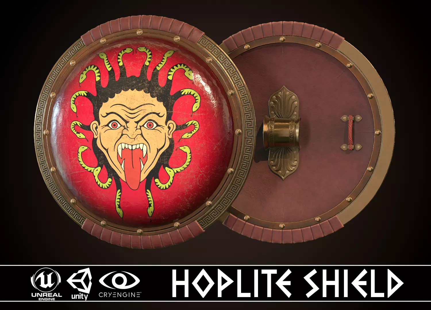 Hoplite Shield Gorgon Low-poly 3D model_0