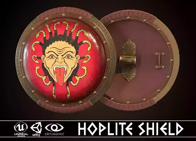 Hoplite Shield Gorgon Low-poly 3D model