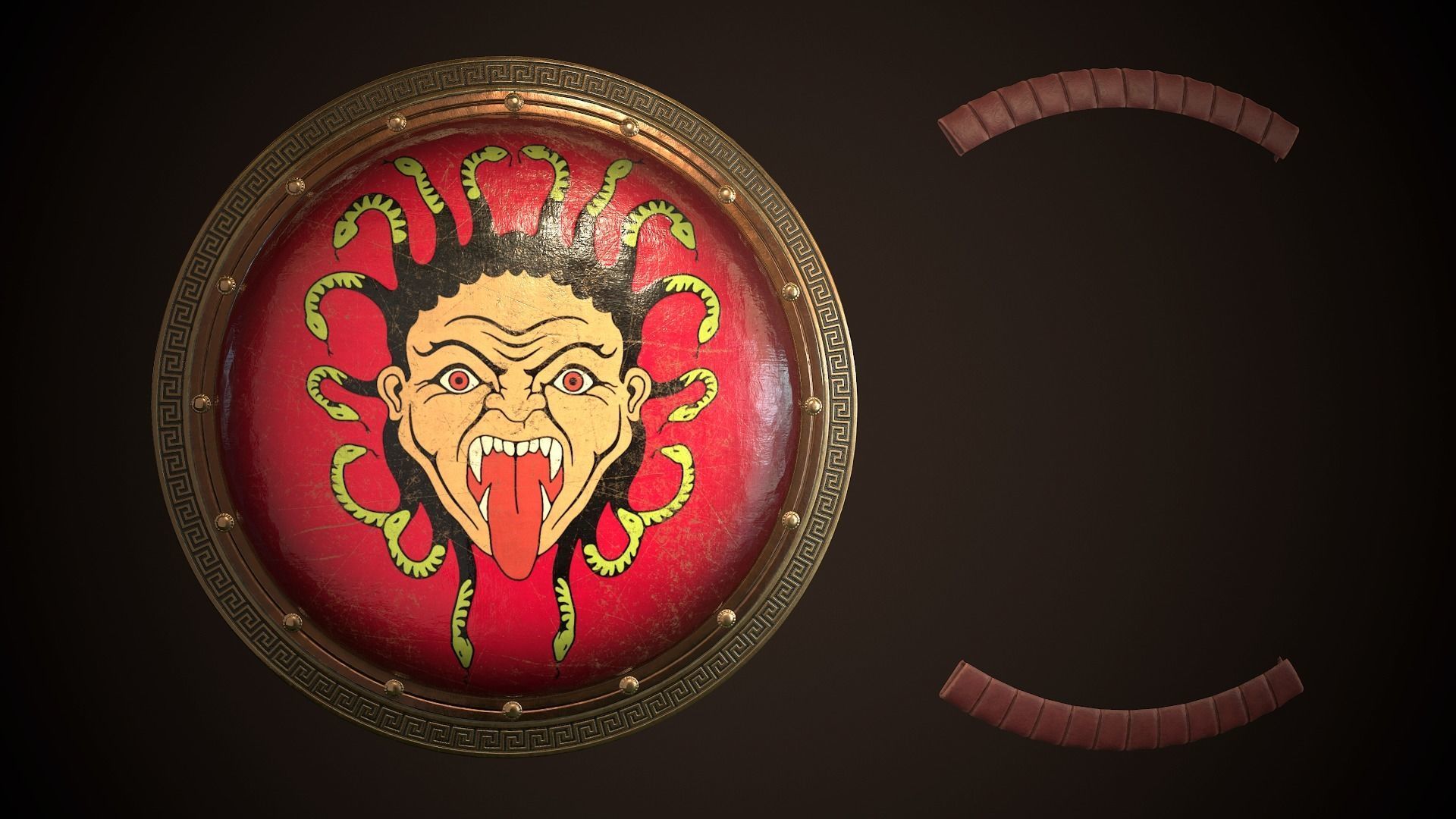 Hoplite Shield Gorgon Low-poly 3D model_25