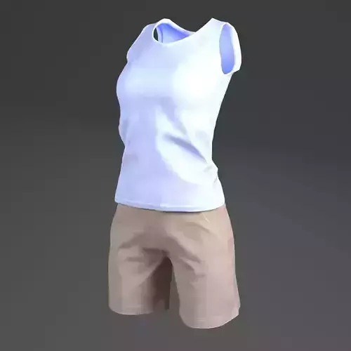 Sleeveless Shirts and Short for woman Low-poly 3D model