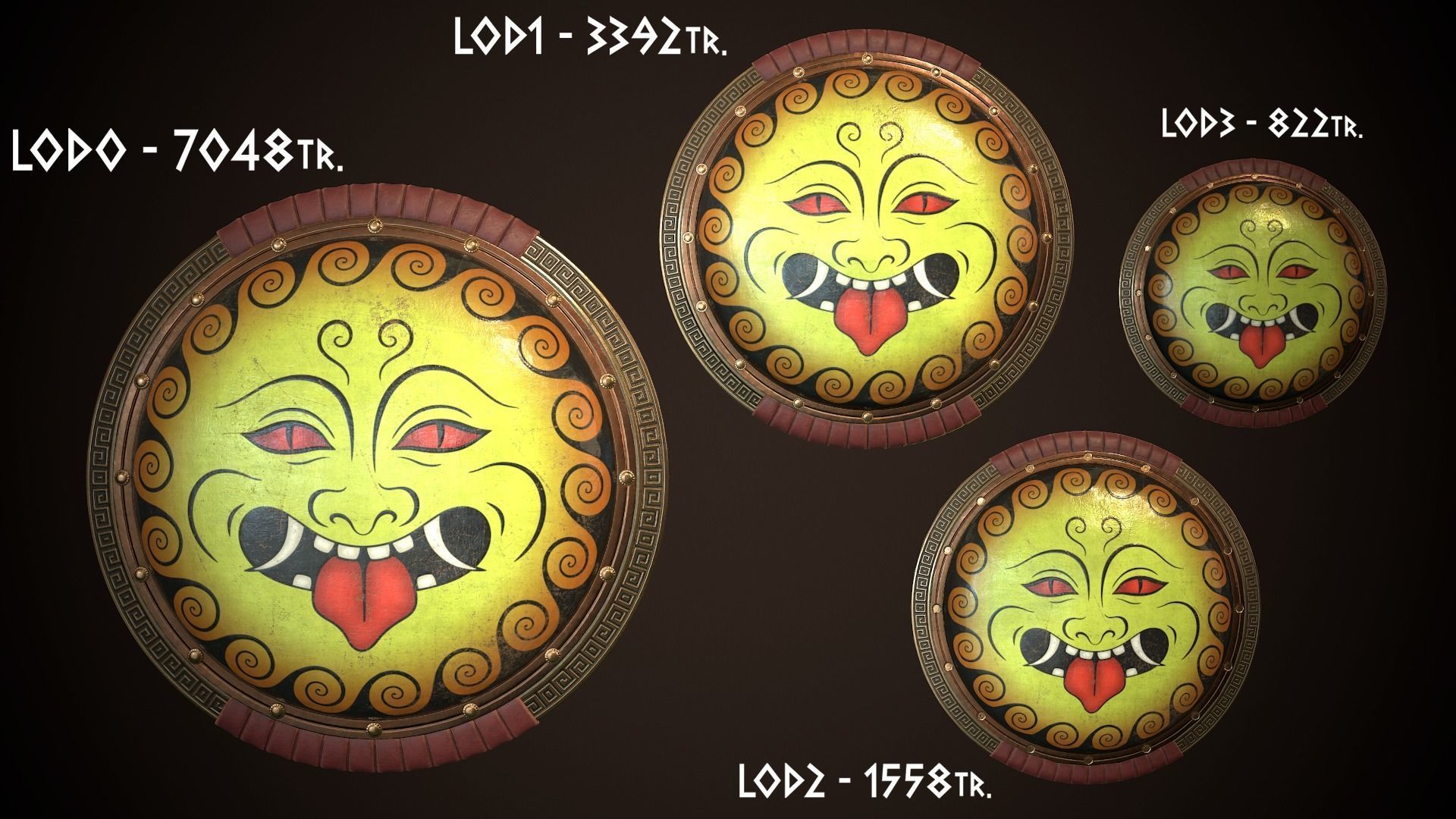 Hoplite Shield Gorgon 2 Low-poly 3D model_26