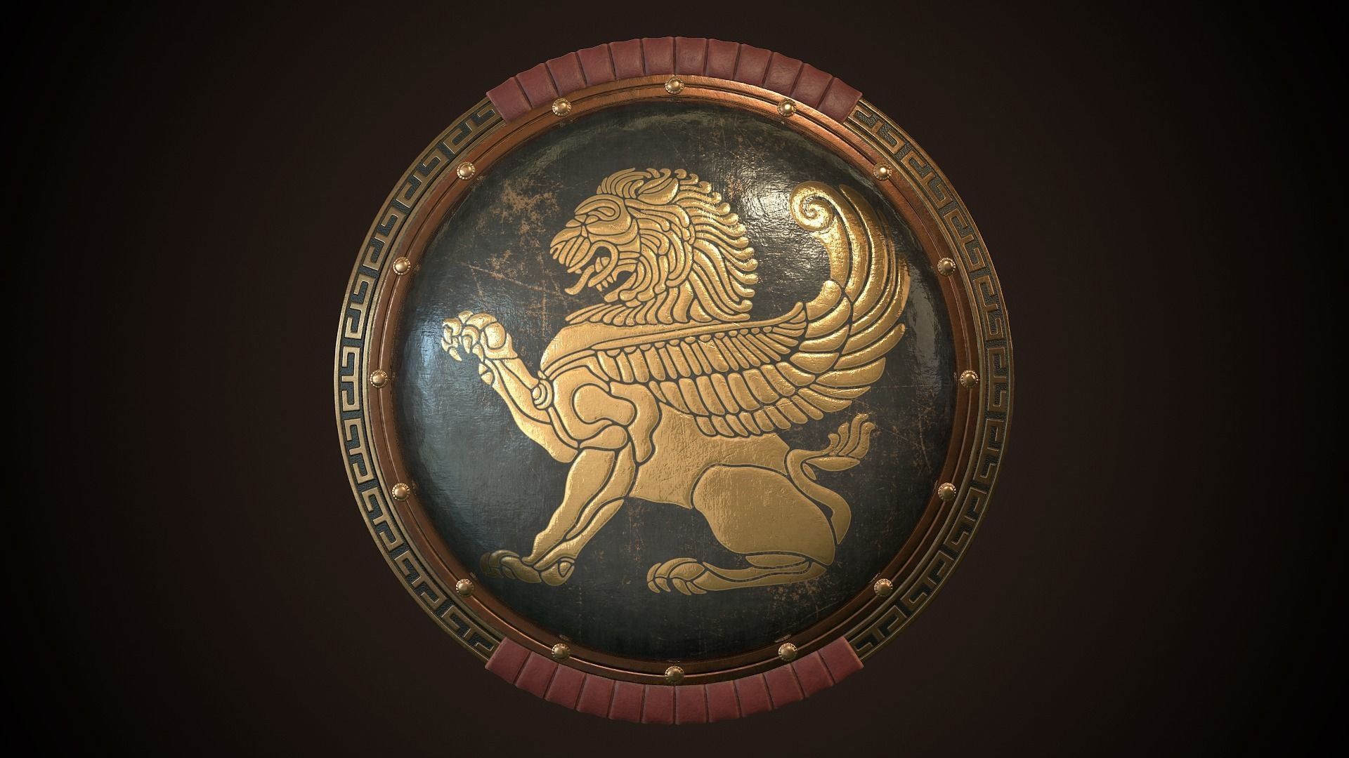 Hoplite Shield Gryphon Low-poly 3D model_1