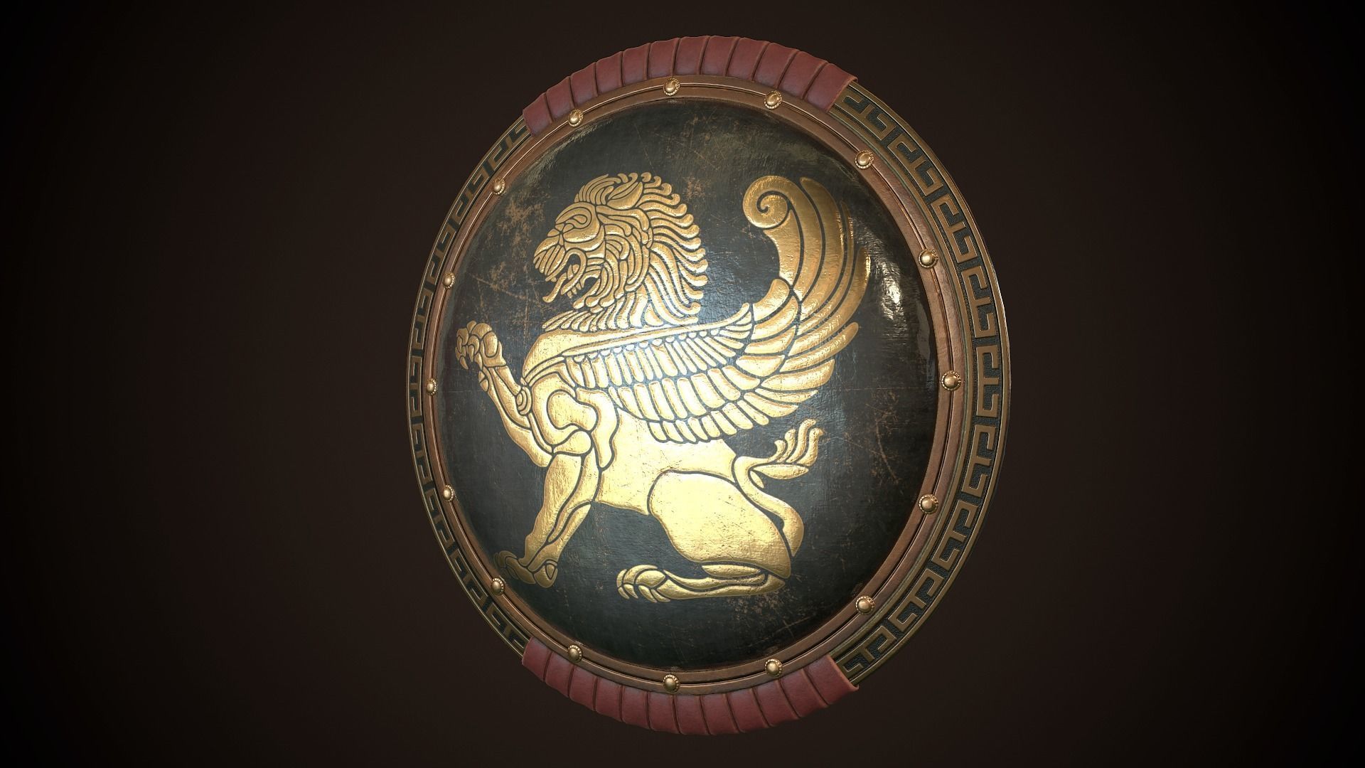 Hoplite Shield Gryphon Low-poly 3D model_3