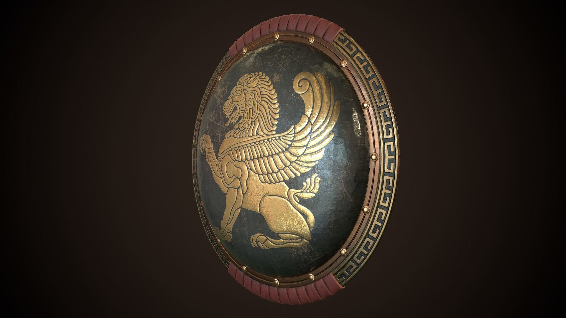 Hoplite Shield Gryphon Low-poly 3D model_4