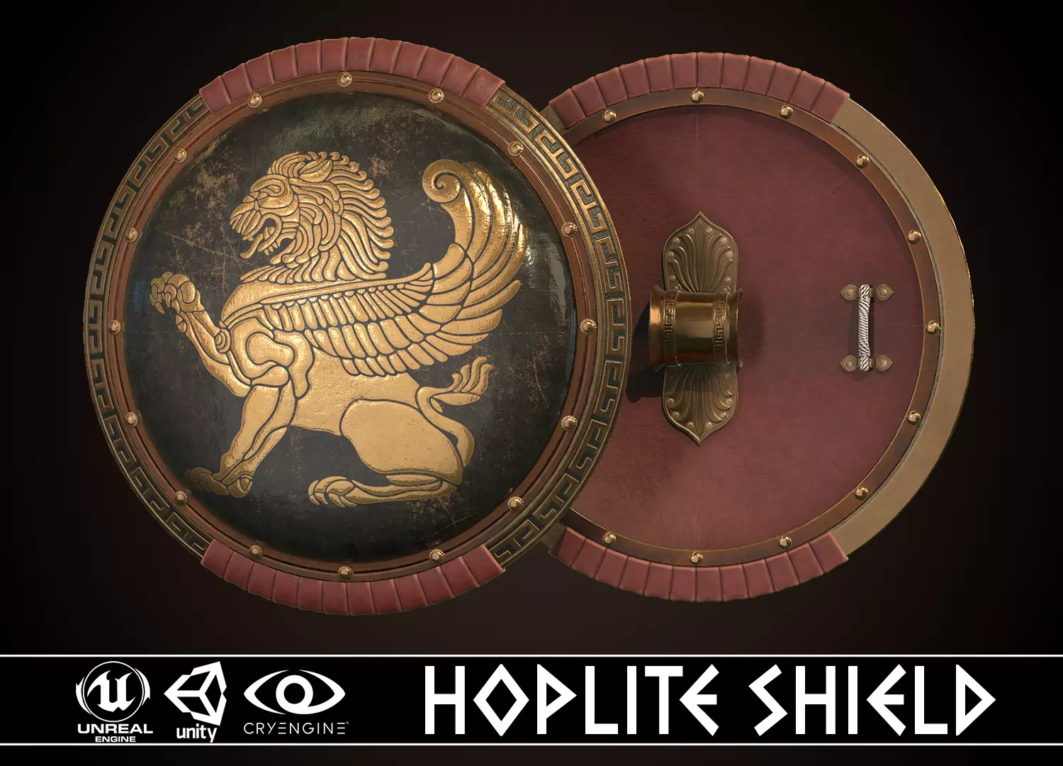 Hoplite Shield Gryphon Low-poly 3D model_0