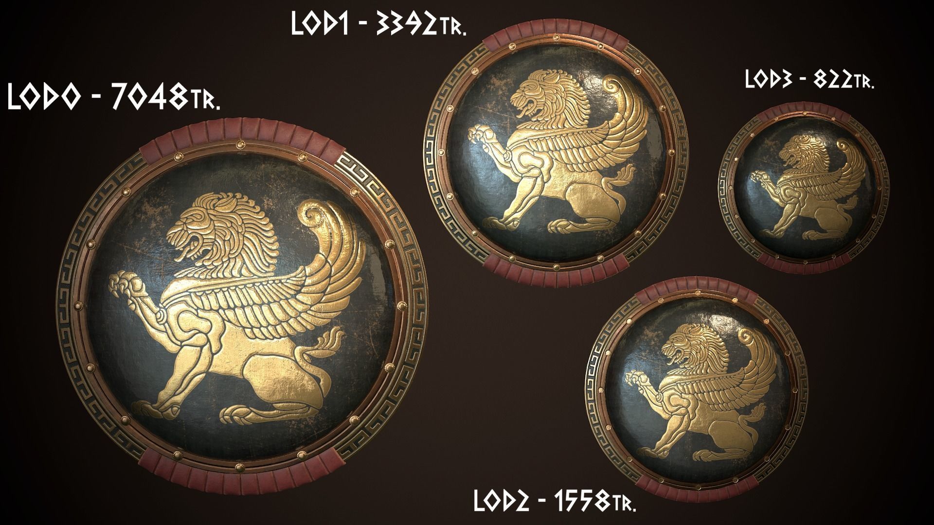 Hoplite Shield Gryphon Low-poly 3D model_26