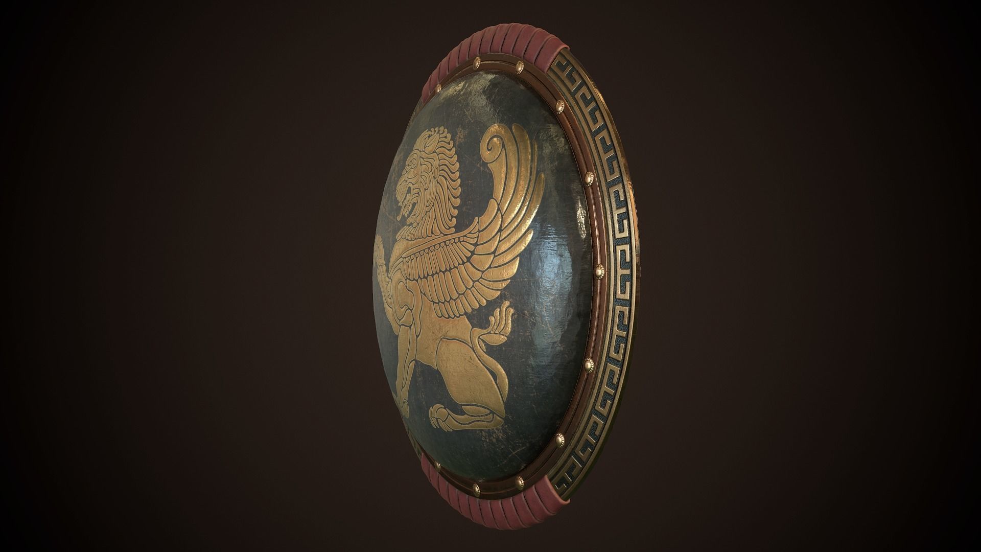 Hoplite Shield Gryphon Low-poly 3D model_5