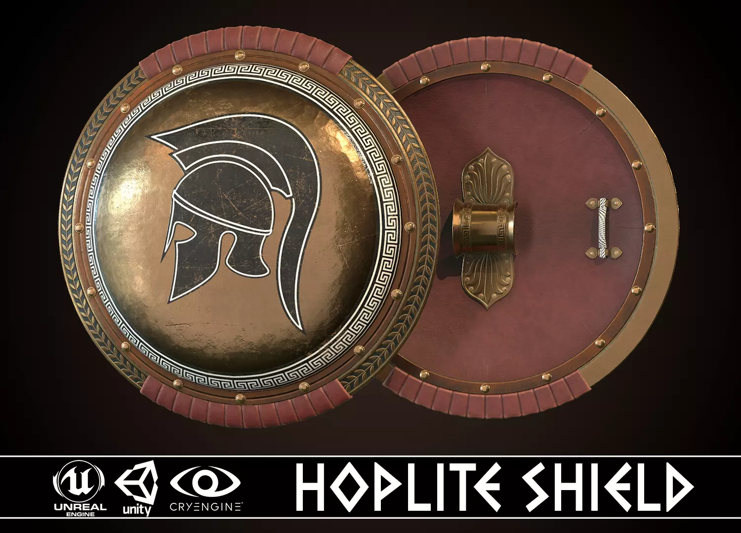 Hoplite Shield Helm Low-poly 3D model_0