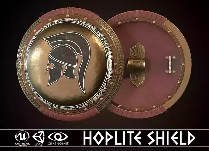 Hoplite Shield Helm Low-poly 3D model