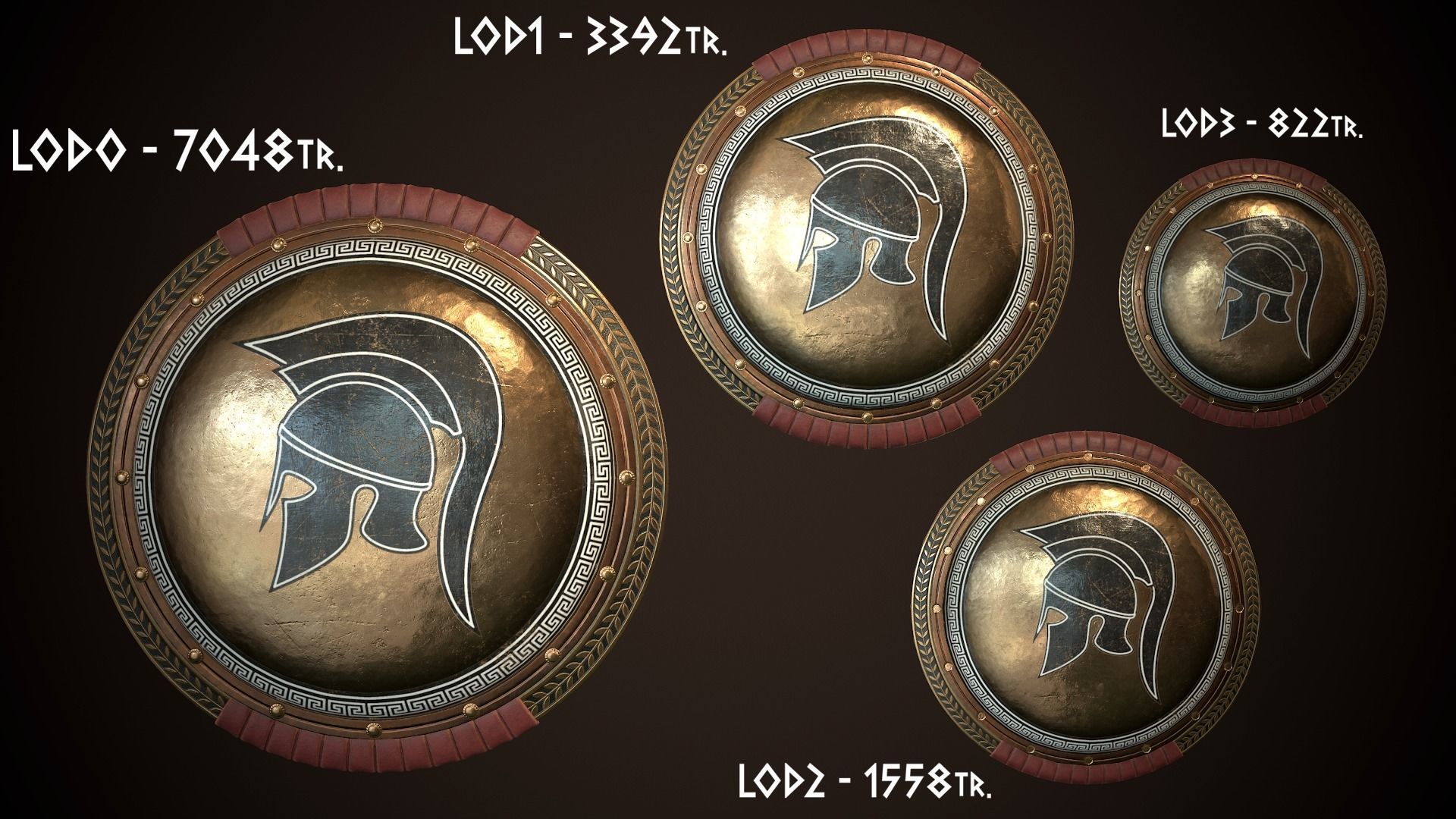 Hoplite Shield Helm Low-poly 3D model_26