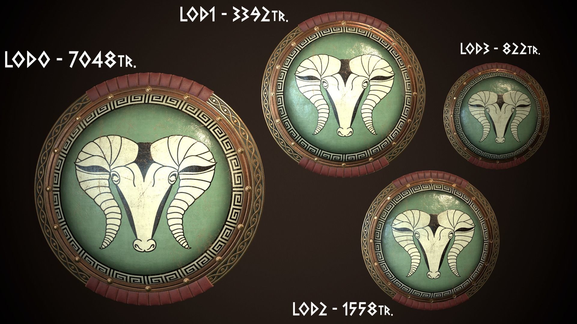 Hoplite Shield Krios Low-poly 3D model_26
