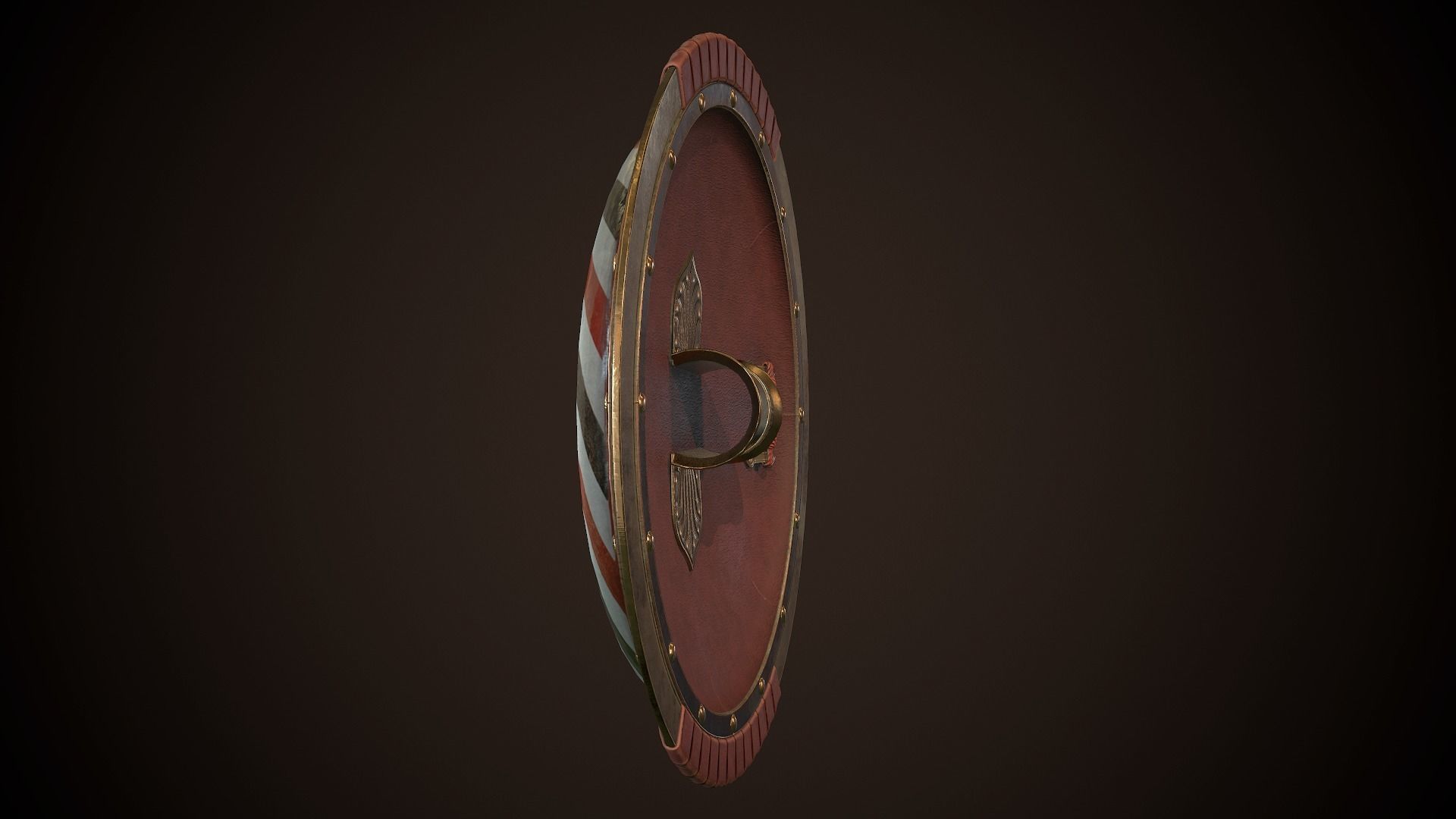 Hoplite Shield Makedonian Sun Low-poly 3D model_8