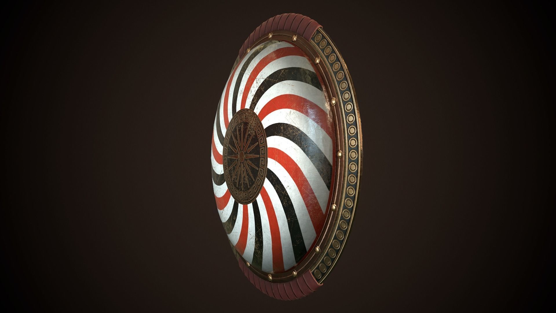 Hoplite Shield Makedonian Sun Low-poly 3D model_5