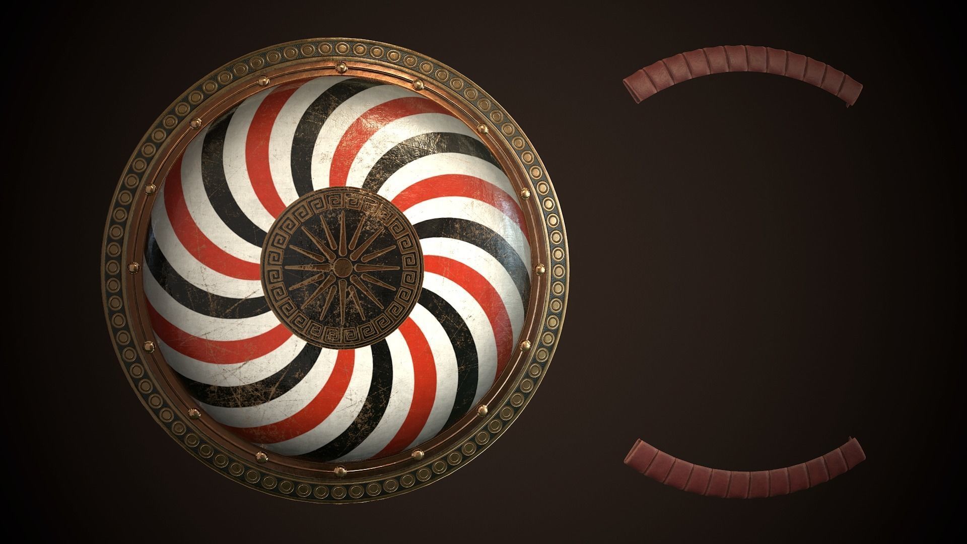 Hoplite Shield Makedonian Sun Low-poly 3D model_25