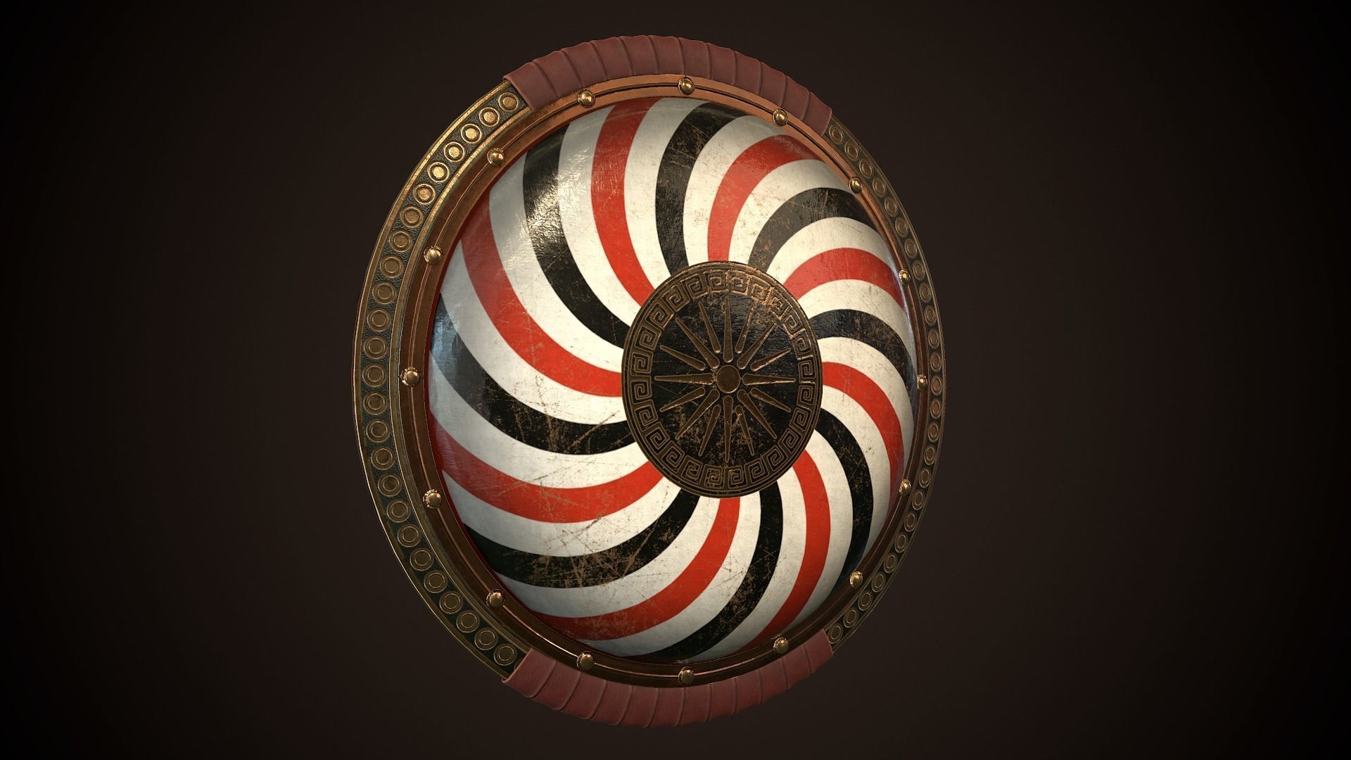 Hoplite Shield Makedonian Sun Low-poly 3D model_23