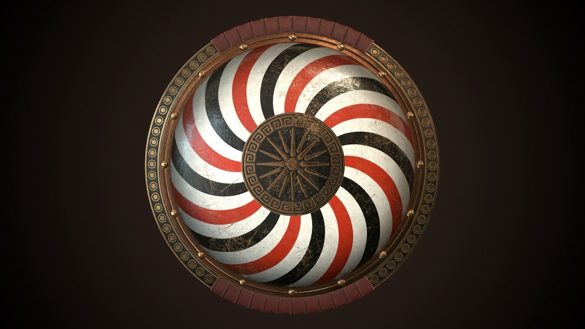 Hoplite Shield Makedonian Sun Low-poly 3D model_1
