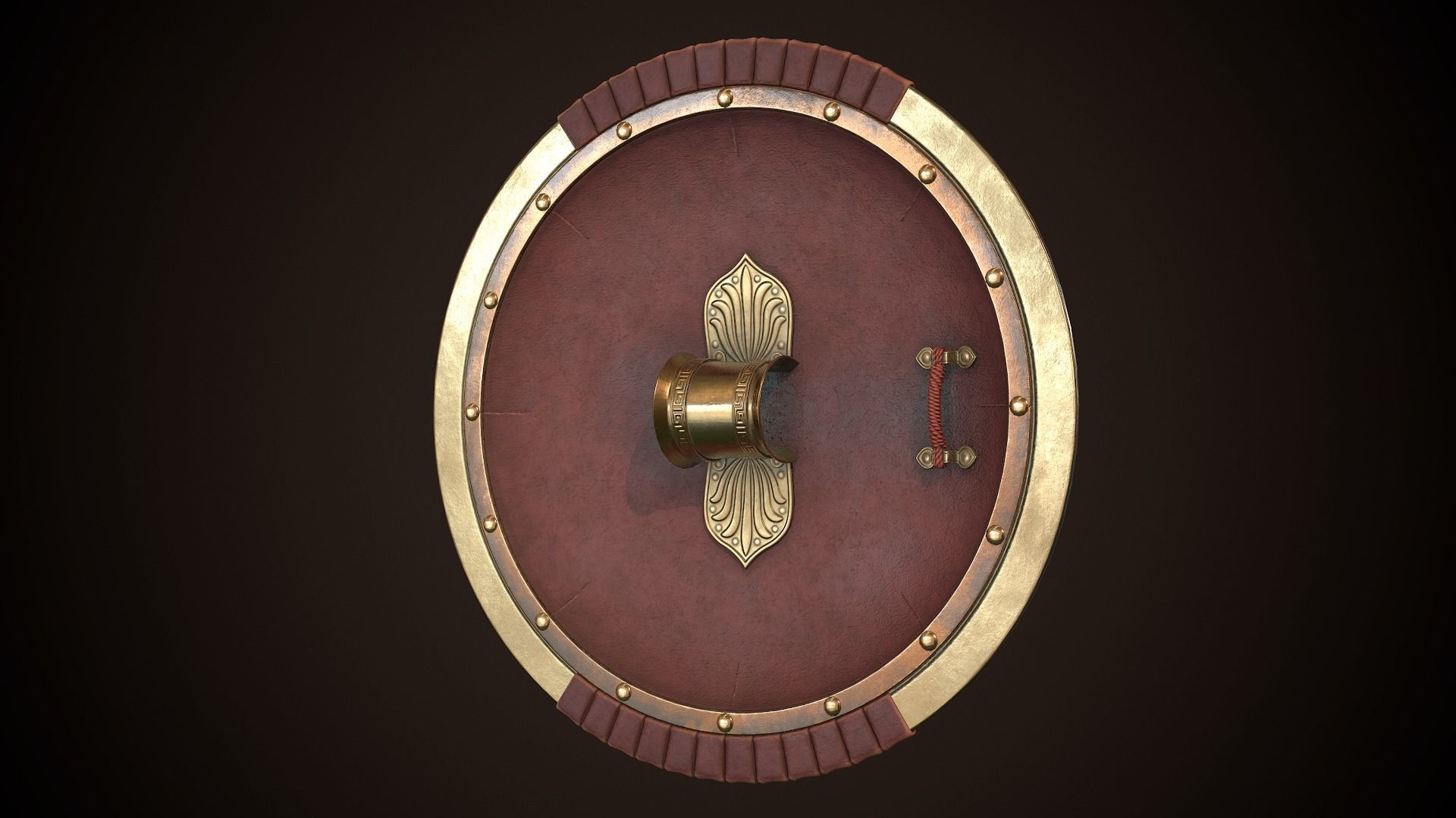 Hoplite Shield Makedonian Sun Low-poly 3D model_15