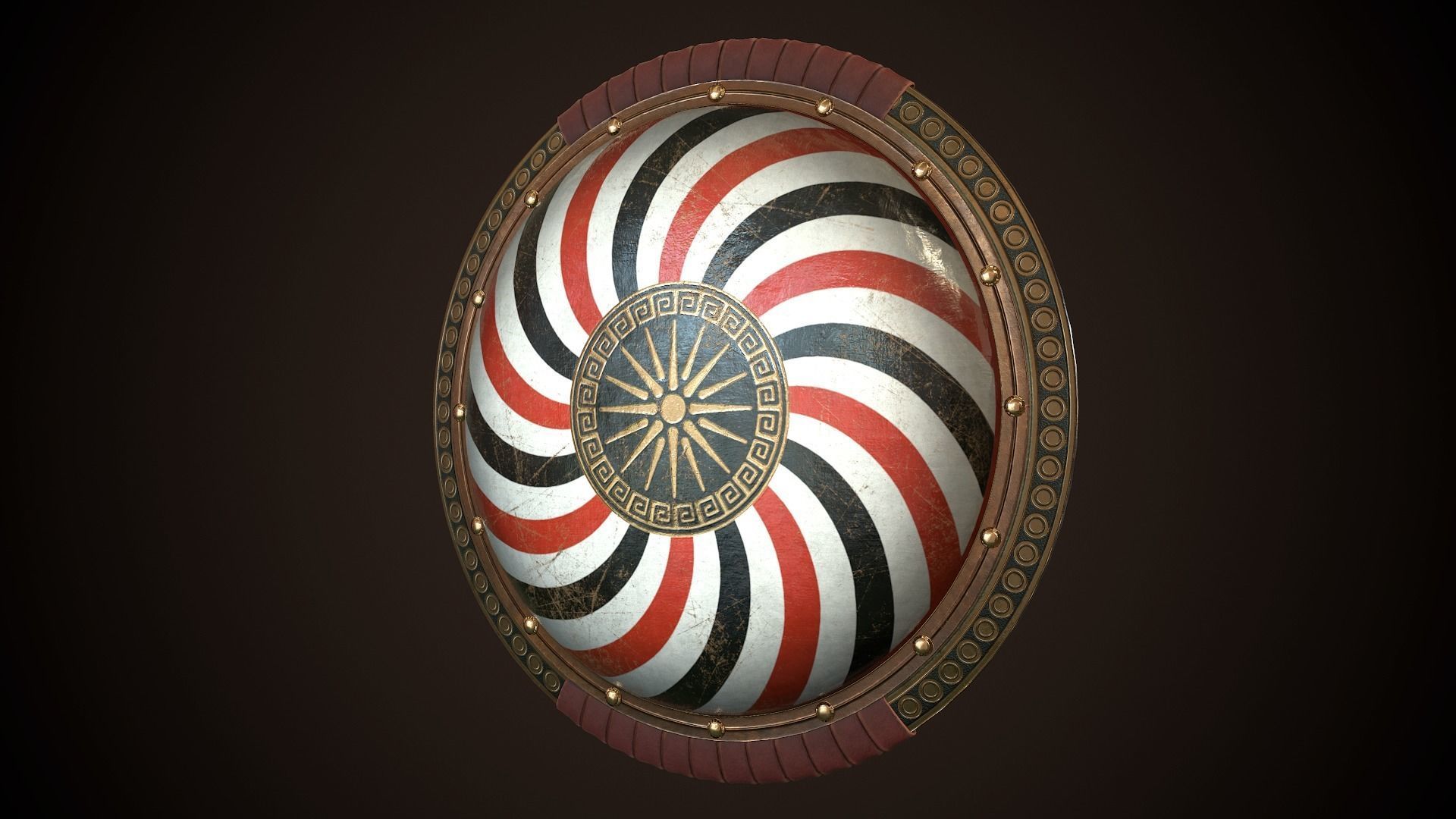 Hoplite Shield Makedonian Sun Low-poly 3D model_3