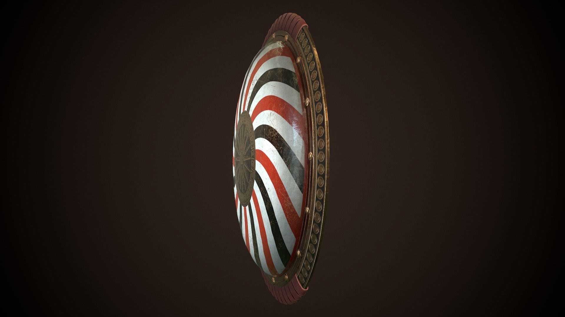 Hoplite Shield Makedonian Sun Low-poly 3D model_6