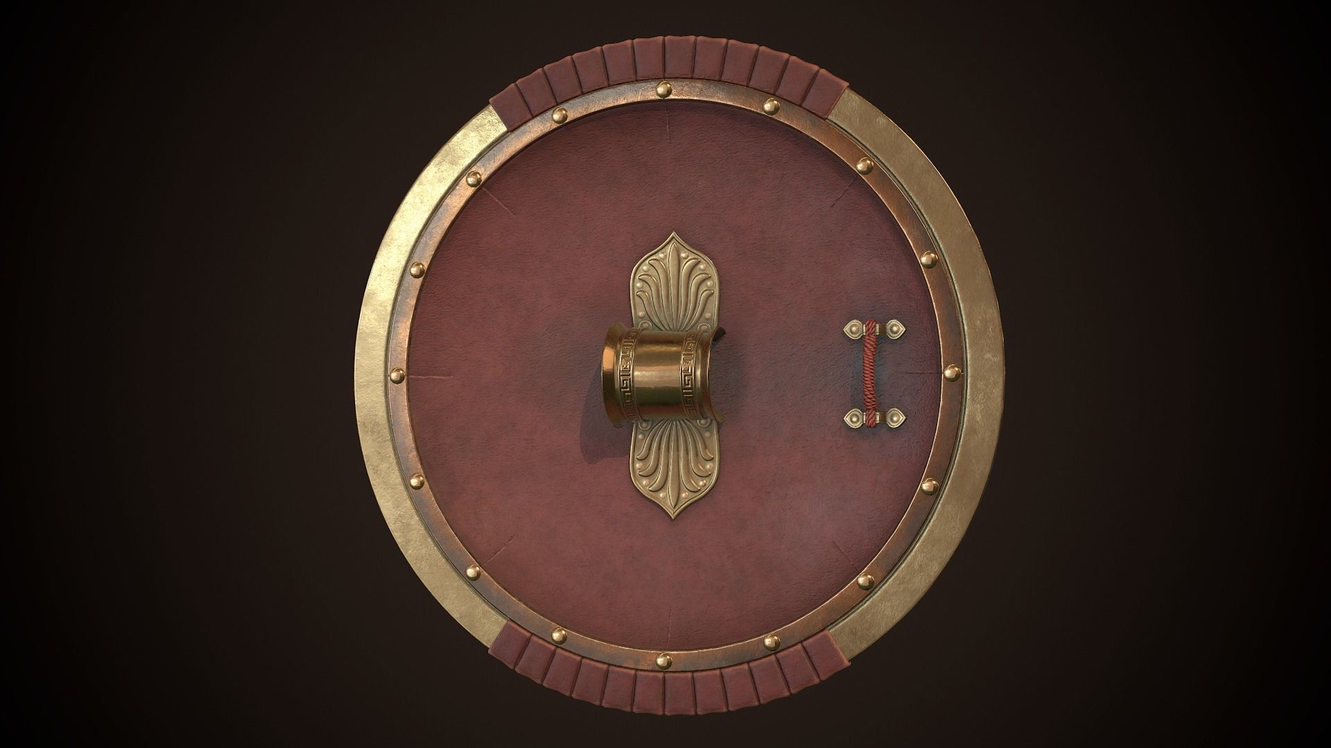 Hoplite Shield Makedonian Sun Low-poly 3D model_14