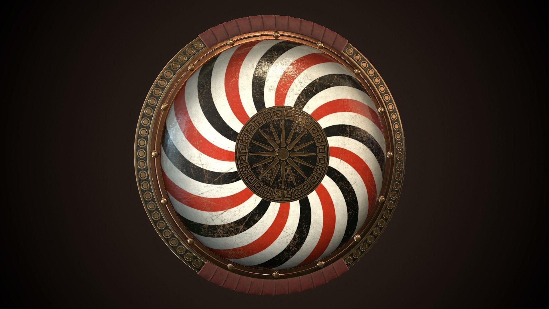 Hoplite Shield Makedonian Sun Low-poly 3D model_24