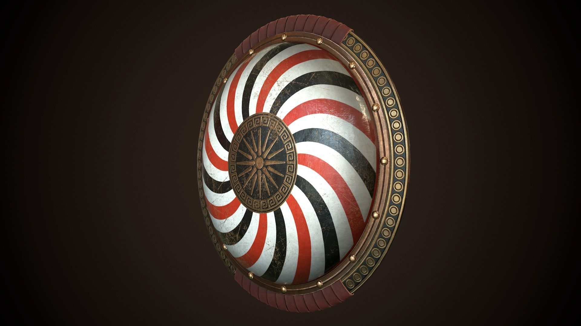 Hoplite Shield Makedonian Sun Low-poly 3D model_4