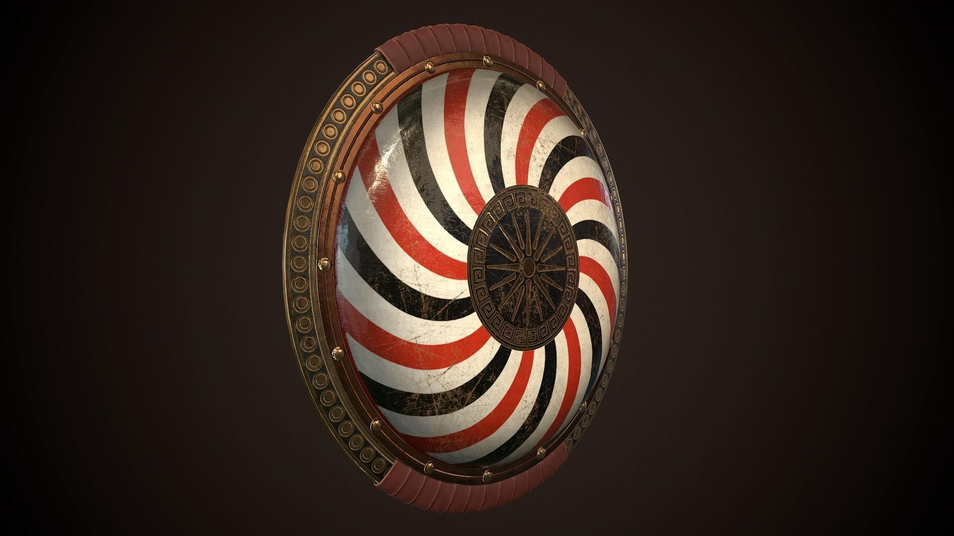 Hoplite Shield Makedonian Sun Low-poly 3D model_22